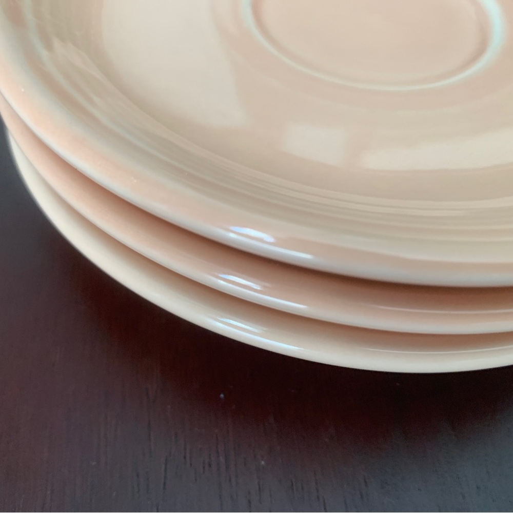 Three Apricot Fiesta Saucers, Mix Match Cups, Peach